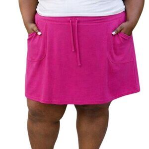 Balance Collection Plus Size XXL Skirt Fuchsia Drawstring Waist Side Pockets